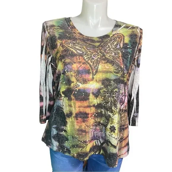 Avenue Butterfly Rhinestone Tee Plus Size 18/20 - Picture 3 of 13